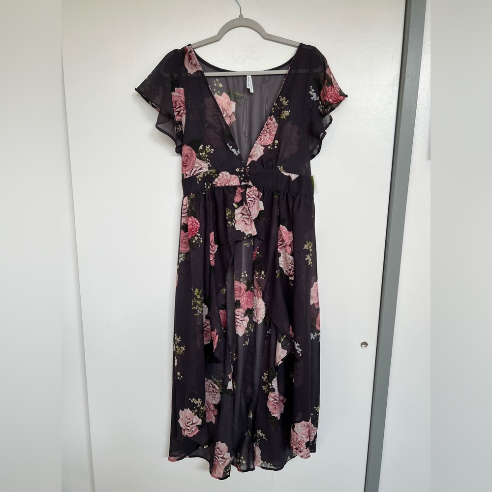 Floral Print Chiffon Kimono Cover-up